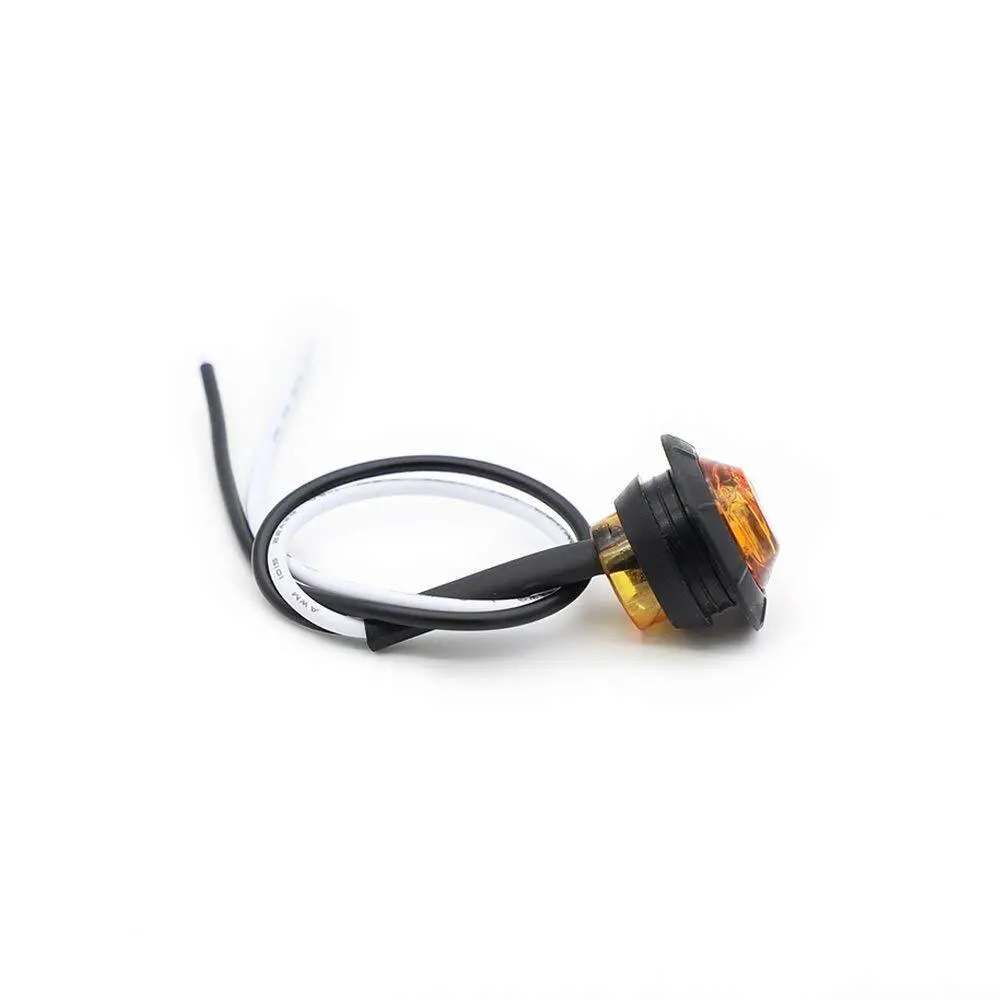 Amber 1-1/4 Side Light 6 LED Marker Round Lamp for Trailer Caravan Truck Car 1