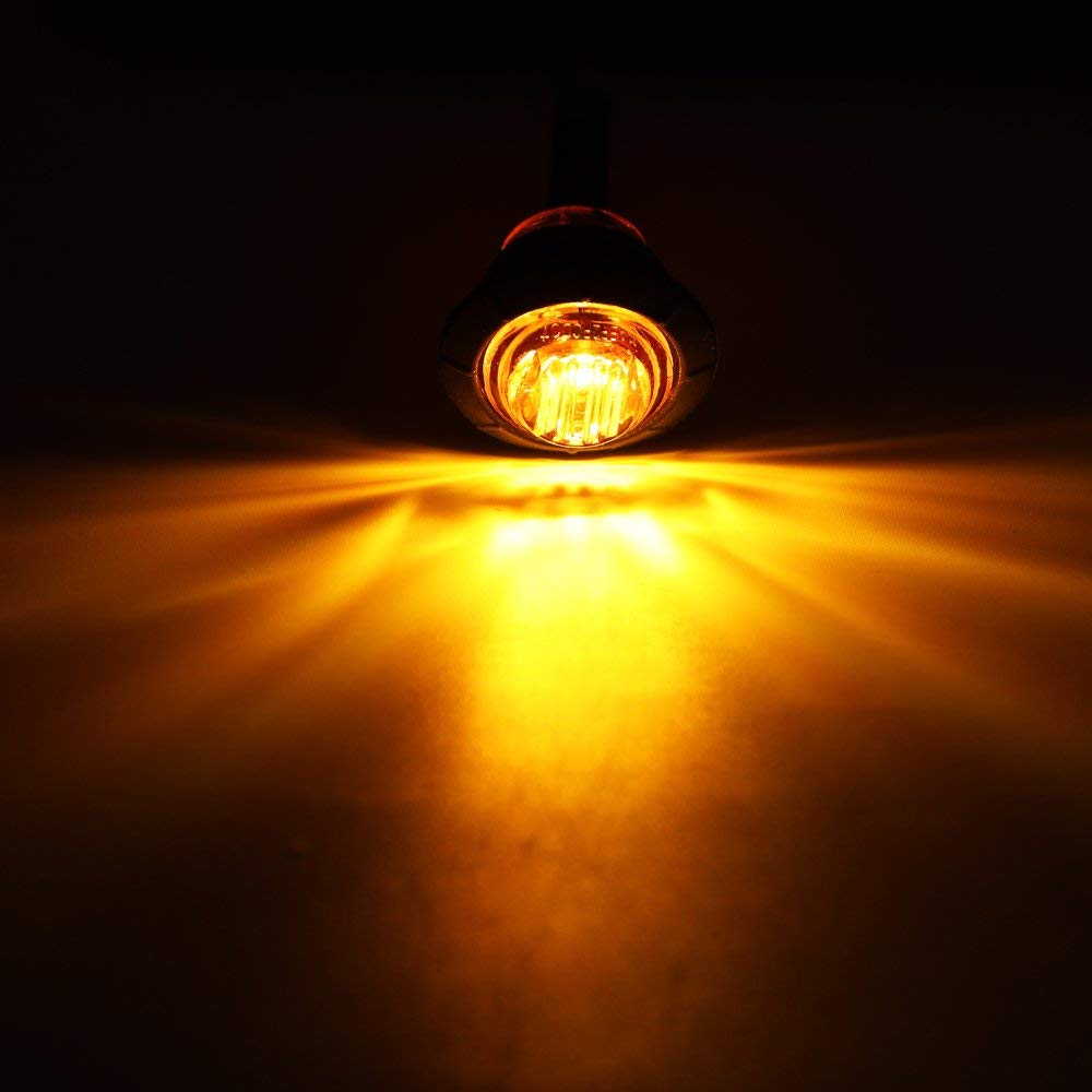 Amber 1-1/4 Side Light 6 LED Marker Round Lamp for Trailer Caravan Truck Car 18