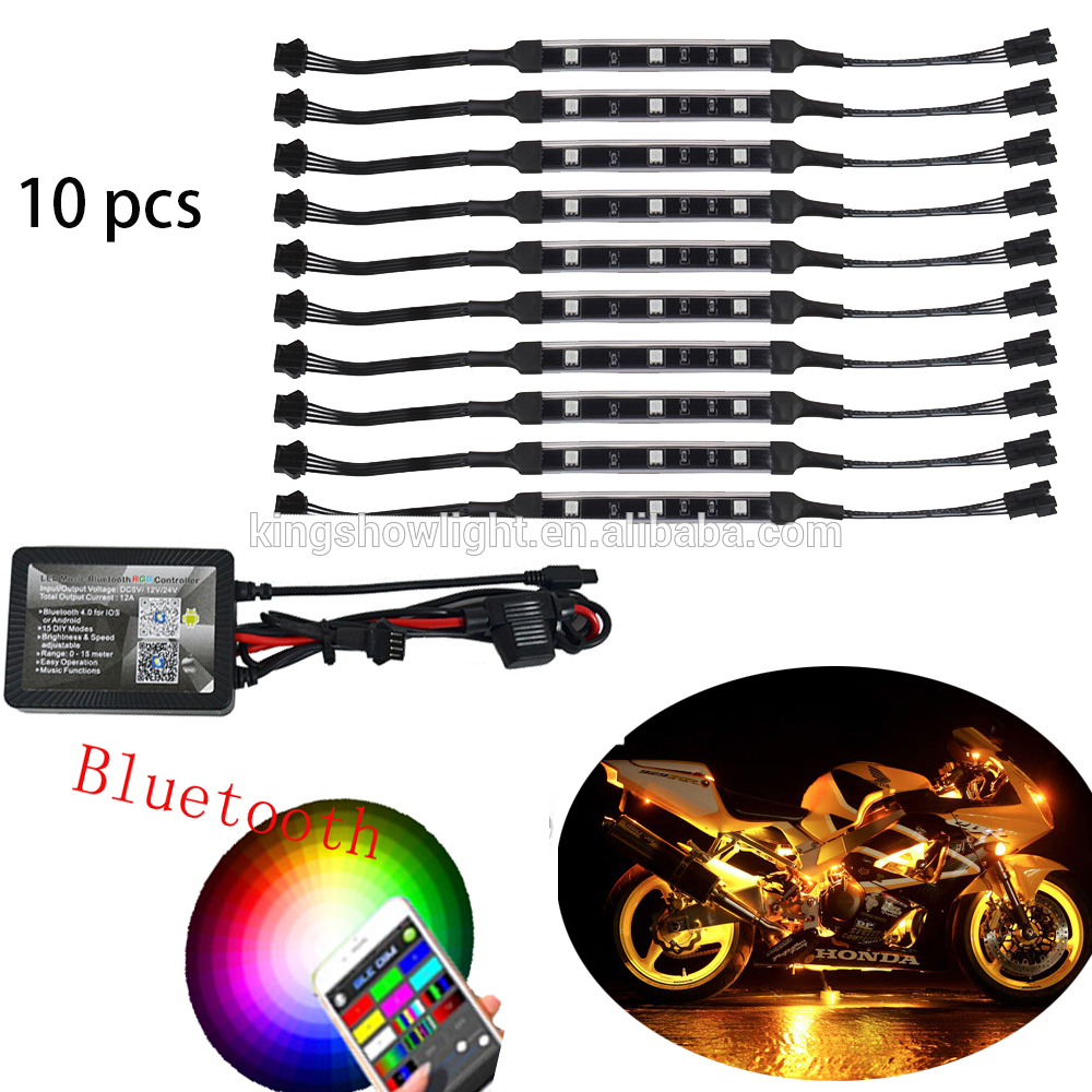 10PCS Motorcycle LED light APP Controller Motorcycle LED Light Strip Kits 8