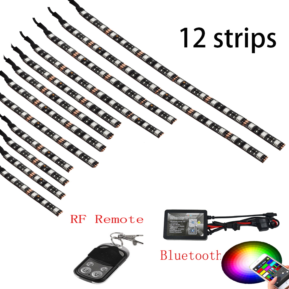 12Pcs Motorcycle LED Light Kit Strips Multi-Color Accent Neon Lights Lamp 8