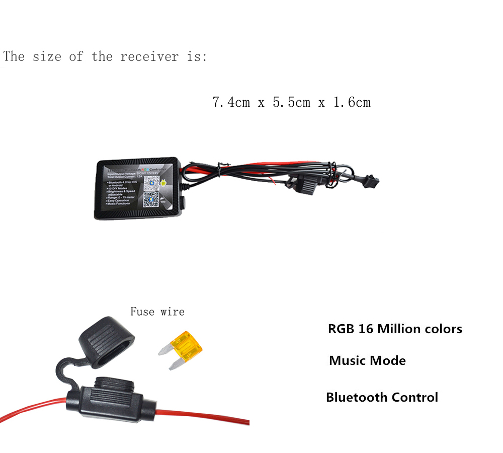 12Pcs Motorcycle LED Light Kit Strips Multi-Color Accent Neon Lights Lamp 15