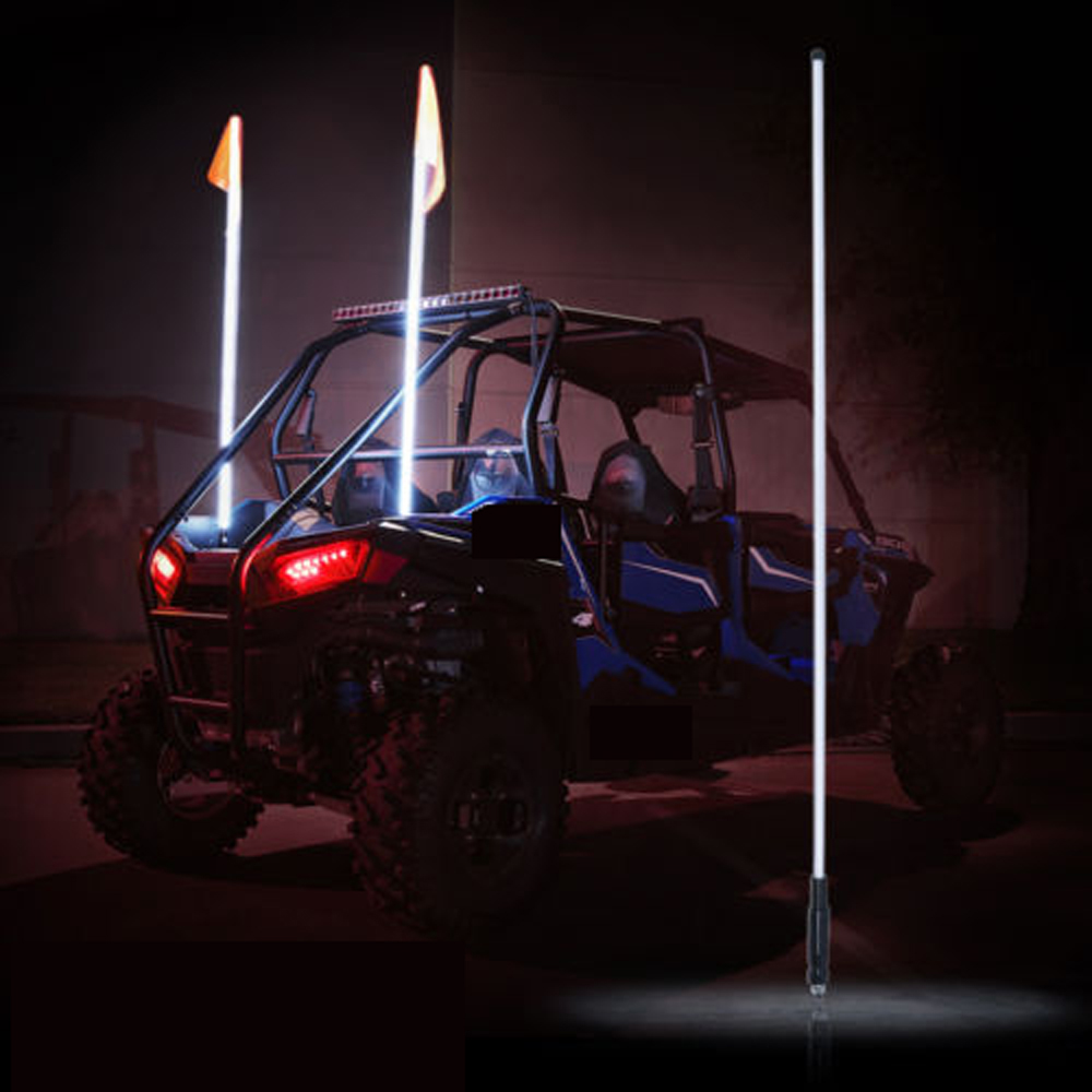 6ft WHITE LED Flag Pole Safety Whip Light for UTV ATV 4X4 RZR 8