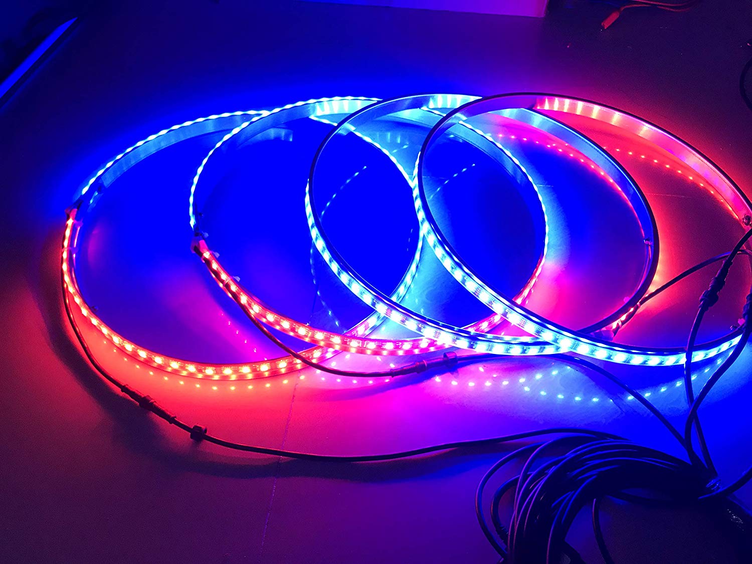 Dream color Chasing LED Illuminated Wheel Rings Rim Accent Lights kit blue-tooth controller 12