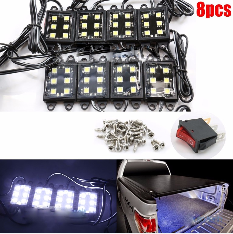 Kingshowstar - 8pc Universal PickUp Truck Bed Rear Work Box White LEDs Lighting System Light Kit led truck bed light 10