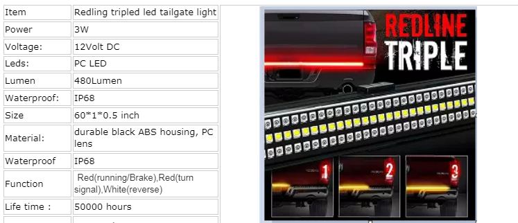 Kingshowstar - 60 LED Tailgate Light Bar Sequential Turn Signal Brake Reverse Pickup Trucks led auto tailgate light 8