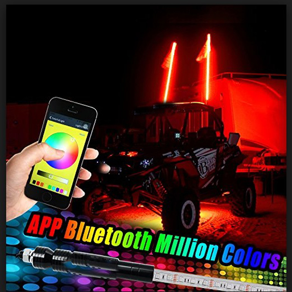 3ft 4ft 5ft 6ft Led Whip Flag Rgb Antenna Rainbow Flexible Tube Led Whip Light for Atv Utv Buggy Jeeps Led Safety Warning Light 8