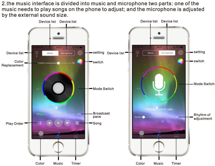 BT Wireless Music Remote Smartphone RF Remote Controller for led rock light 15