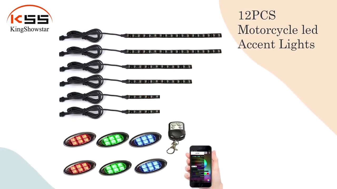 12PCS Motorcycle led Accent Lights, 4-pin Connector Waterproof Motorcycle led Lights Strip 1