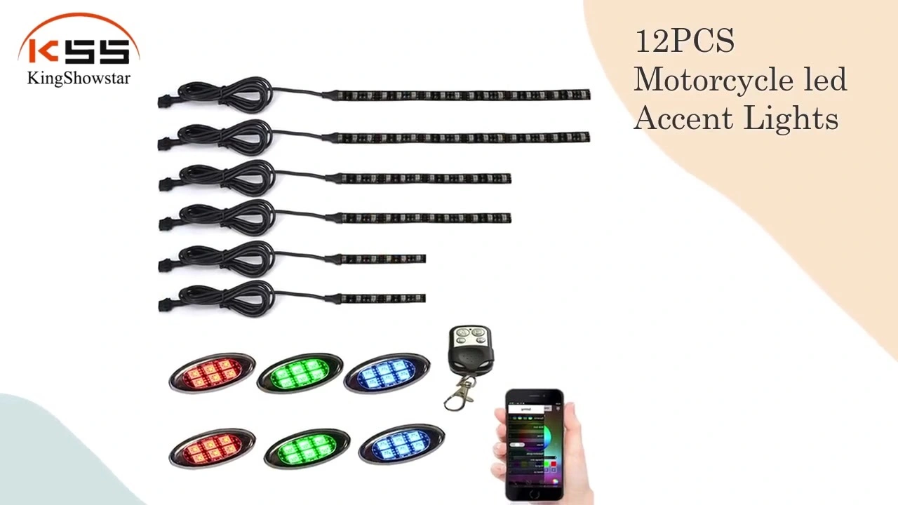 12PCS Motorcycle led Accent Lights, 4-pin Connector Waterproof Motorcycle led Lights Strip 1