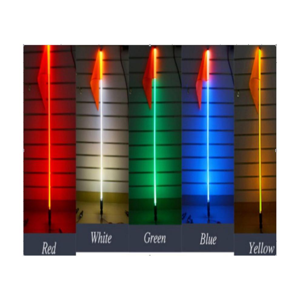 6FT 1.8M RGB LED Lights Whip Warning Flags For Polaris RZR Offroad ATV UTV Truck Light Whip 10