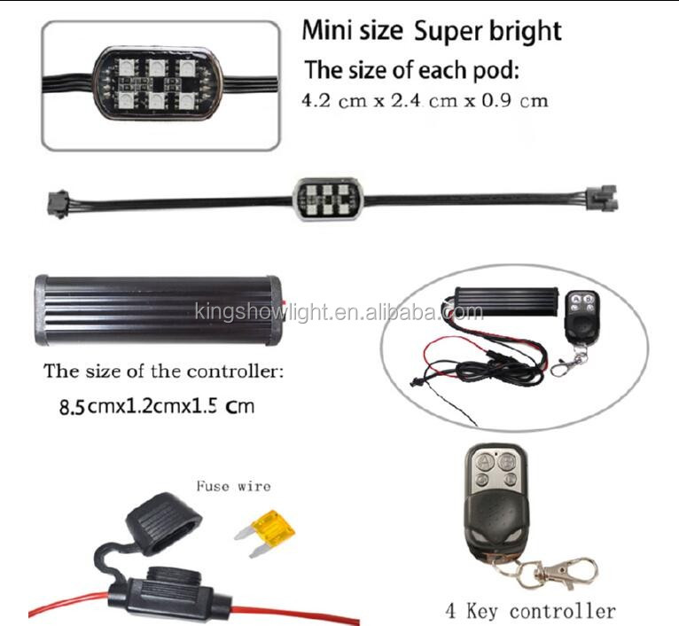 Universal Motorcycle Accent Neon Underglow Brightness Multi-color RGB LED POD Light 23