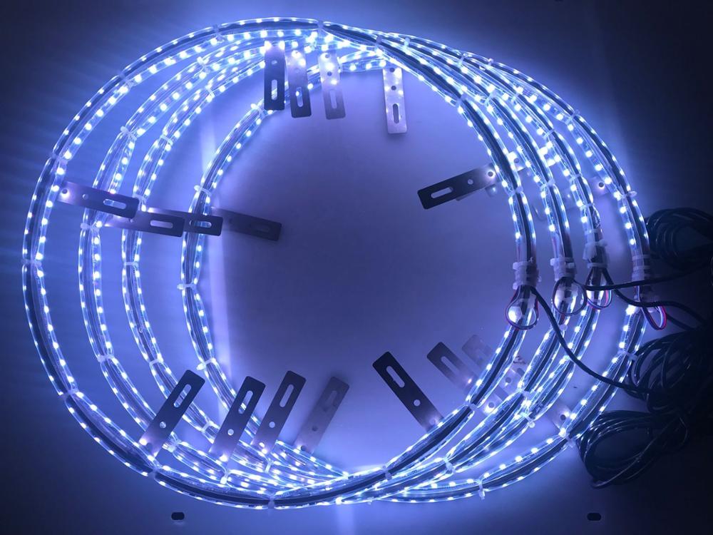 4 PCS 17 inch Car Rim Lights 624 LED RGB Color Chasing Wheel Ring Lights for Cars with blue-tooth controller 12