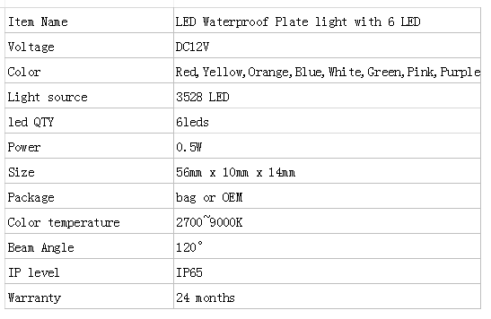 White 6led motorcycle led trailer tail lights 3528 led license plate tail light 10