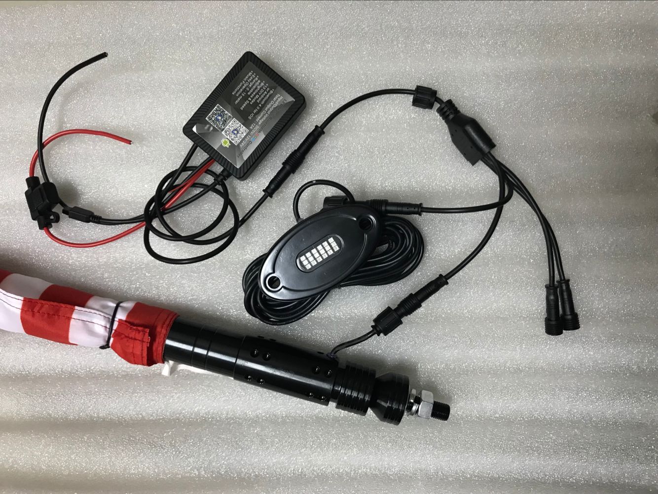 2pcs 3FT LED Whip+4Pods Under Car Glowing Rock Light RGB Color with Strobe Pattern 18