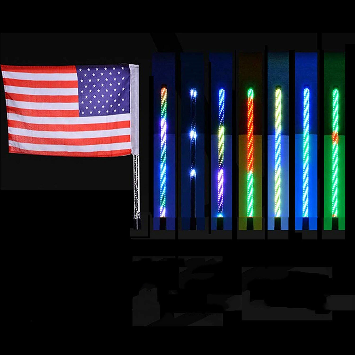 Hot Selling Remote Control Rgb 360 Degree Spiral Led Flags Atv Whip Light For Utv 1