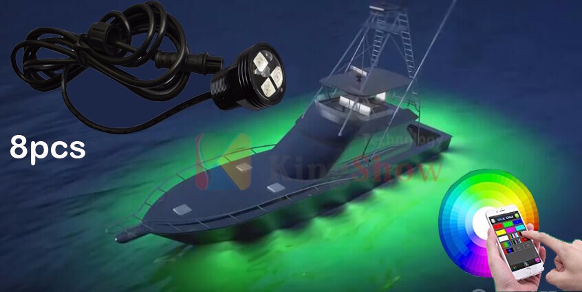 Kingshowstar - 8pod 9w RGB LED Drain Plug Light Underwater Light for boat LED Marine Light 7