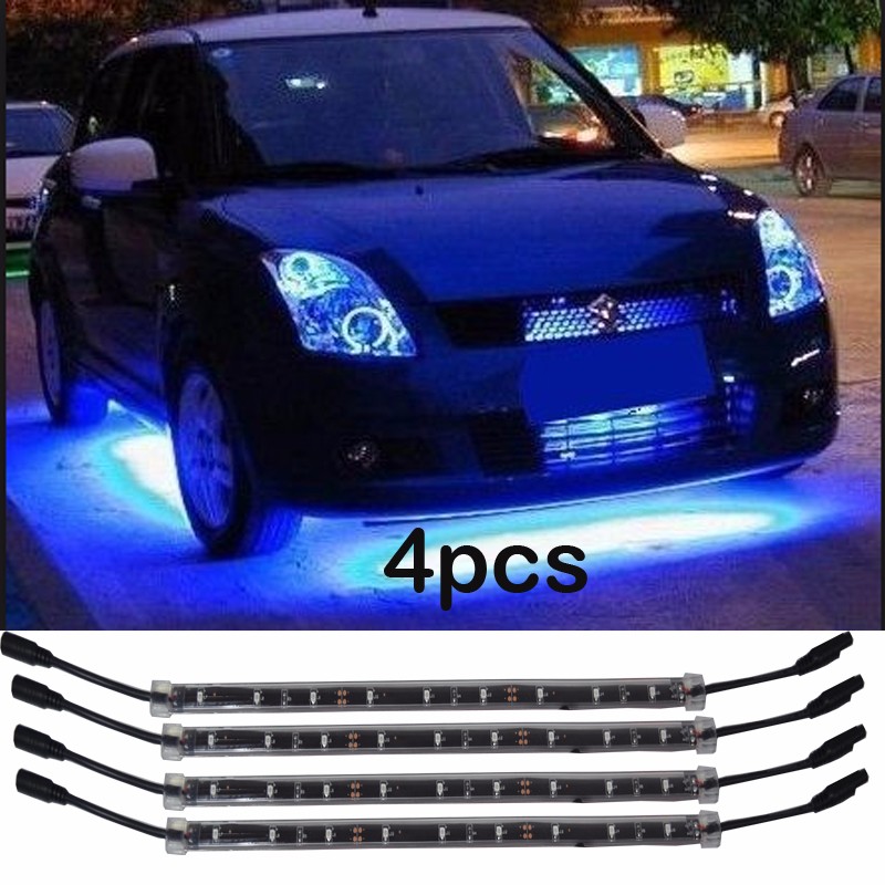 Kingshowstar - 4PC Blue LED Underbody Kit LED Underglow Car Auto Neon Kit Flexible Interior Lights led auto interior underbody light 5