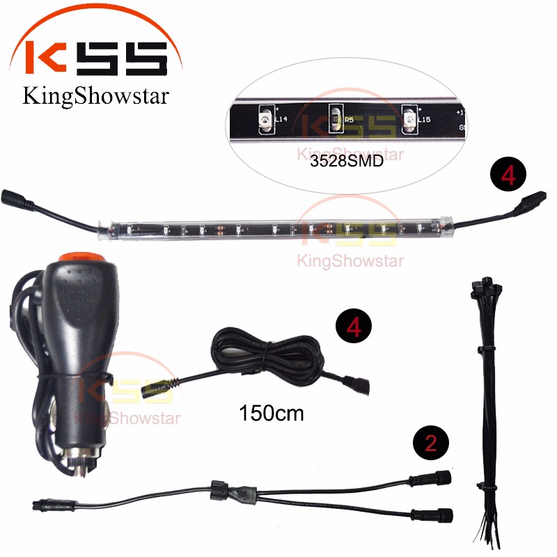 Kingshowstar - 4PC Blue LED Underbody Kit LED Underglow Car Auto Neon Kit Flexible Interior Lights led auto interior underbody light 7