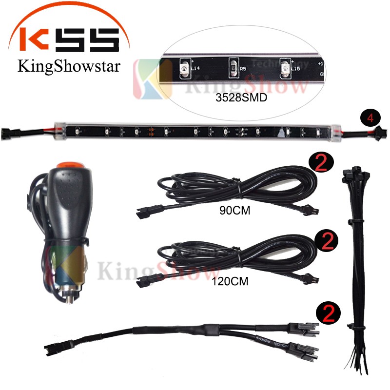 4pc Car Interior Decoration Atmosphere Light-LED Car Interior Lighting Kit, Interior Atmosphere Neon Lights Strip (BLUE) 13