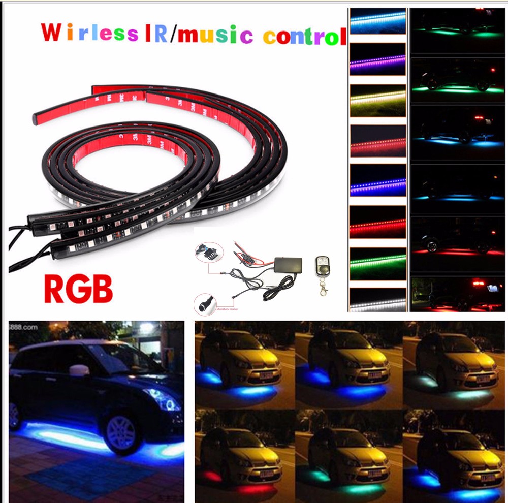 Kingshowstar - LED Undercar Underbody Underglow Neon Strip Under Car strip Light with music Remote Led Strips led auto interior underbody light 10