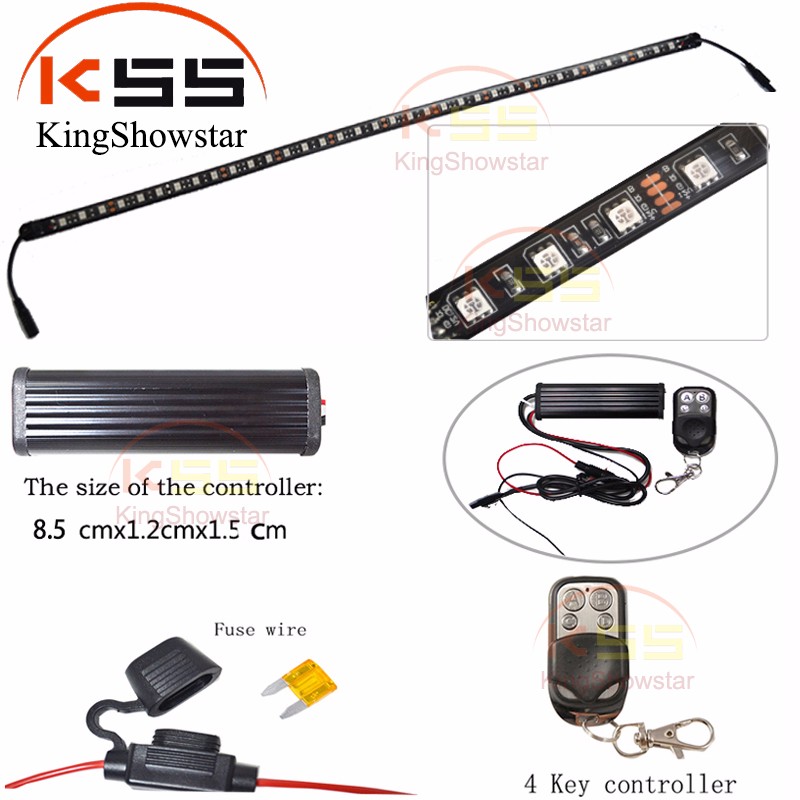 12V Waterproof Auto Bar 4X 24 Led Marine Boats Strip Lights with Remote 15