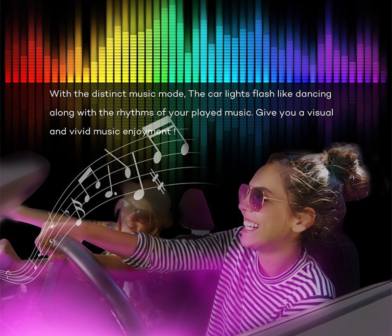 Kingshowstar - 4pc Rgb Light Strip Tube Car Interior Mood Floor Ambient Decoration Neon Lights 2 In 1 Disco Interior Led Lights For Cars led auto interior underbody light 8