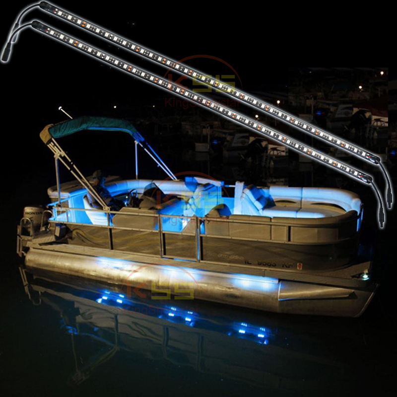 Kingshowstar - Caravan Auto Bar Camping Waterproof 4X 24inch Blue Boat Marine LED Strip Light with remote LED Marine Light 15