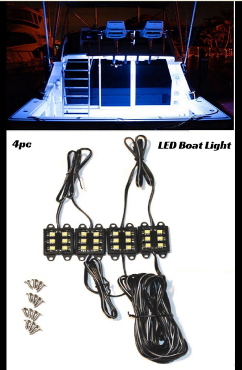 Kingshowstar - 8pcs White LED Boat Lights Kit Waterproof Pod Bright LED truck bed Marine Jetski LED Marine Light 7