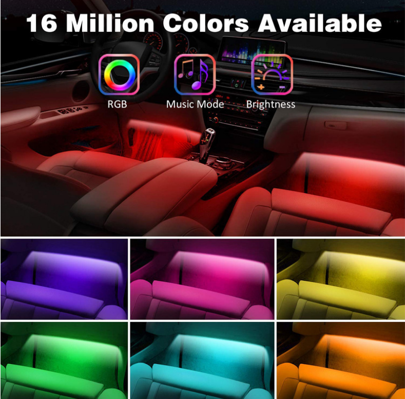 Kingshowstar - Led 12,18 Pcs Rgb Dj Music Multicolor Led Car Decoration Atmosphere Lights Car Interior Led Light led auto interior underbody light 8
