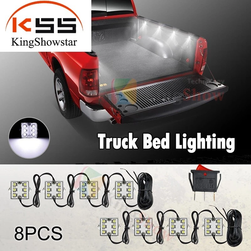 8pc White LED Truck Tool Box Lighting Light Kit with Auto On/Off Switch 1