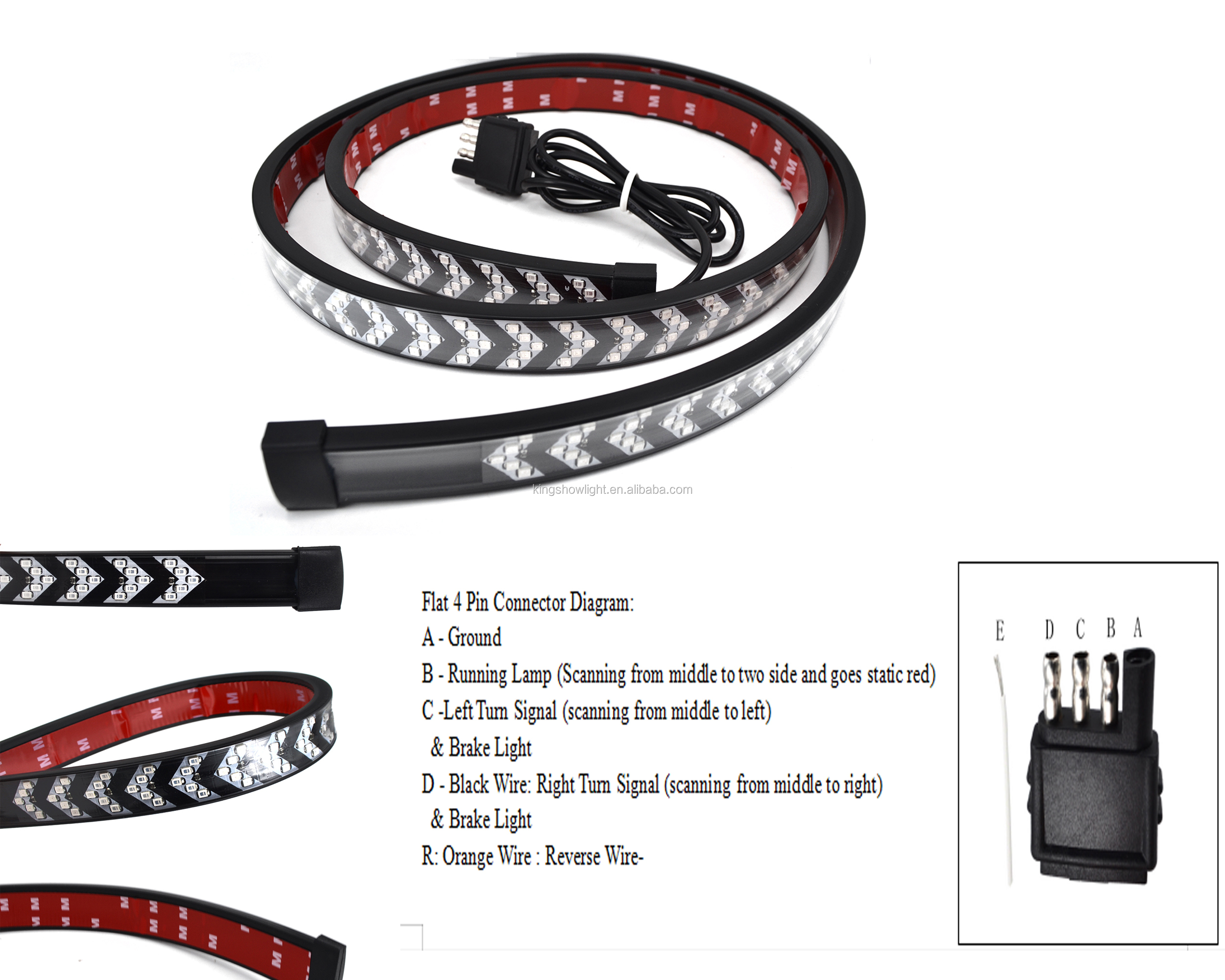 60 LED Tailgate Light Bar Truck Tail Light LED Strip Red/White Reverse Brake Turn Signal Light Universal 12
