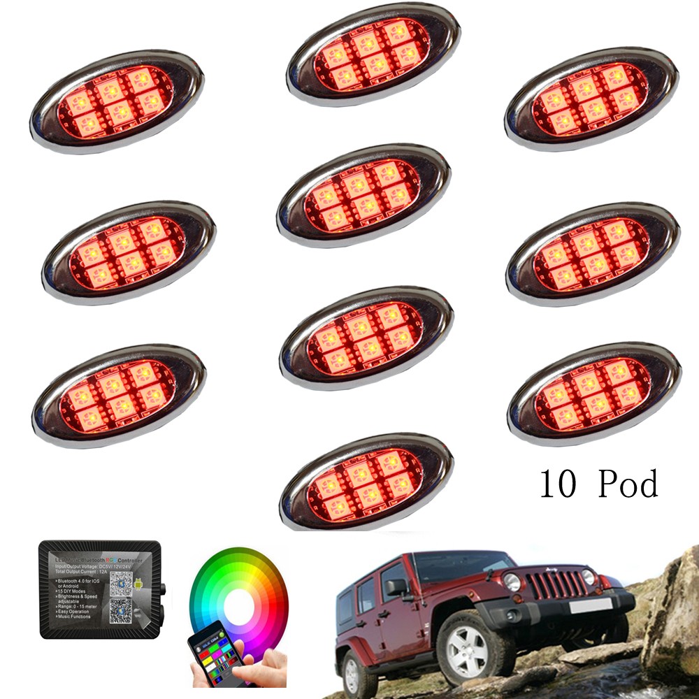 Motorcycle SUV Colorful Color Changing 10 Pods Led String Lights Motorcycle Lighting System With Blue-tooth APP Control 14