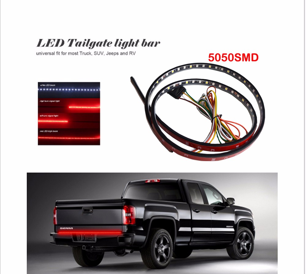 Kingshowstar - LED Glow 48 Inch Red Tailgate LED strip Light Bar with White Reverse Lights led auto tailgate light 8