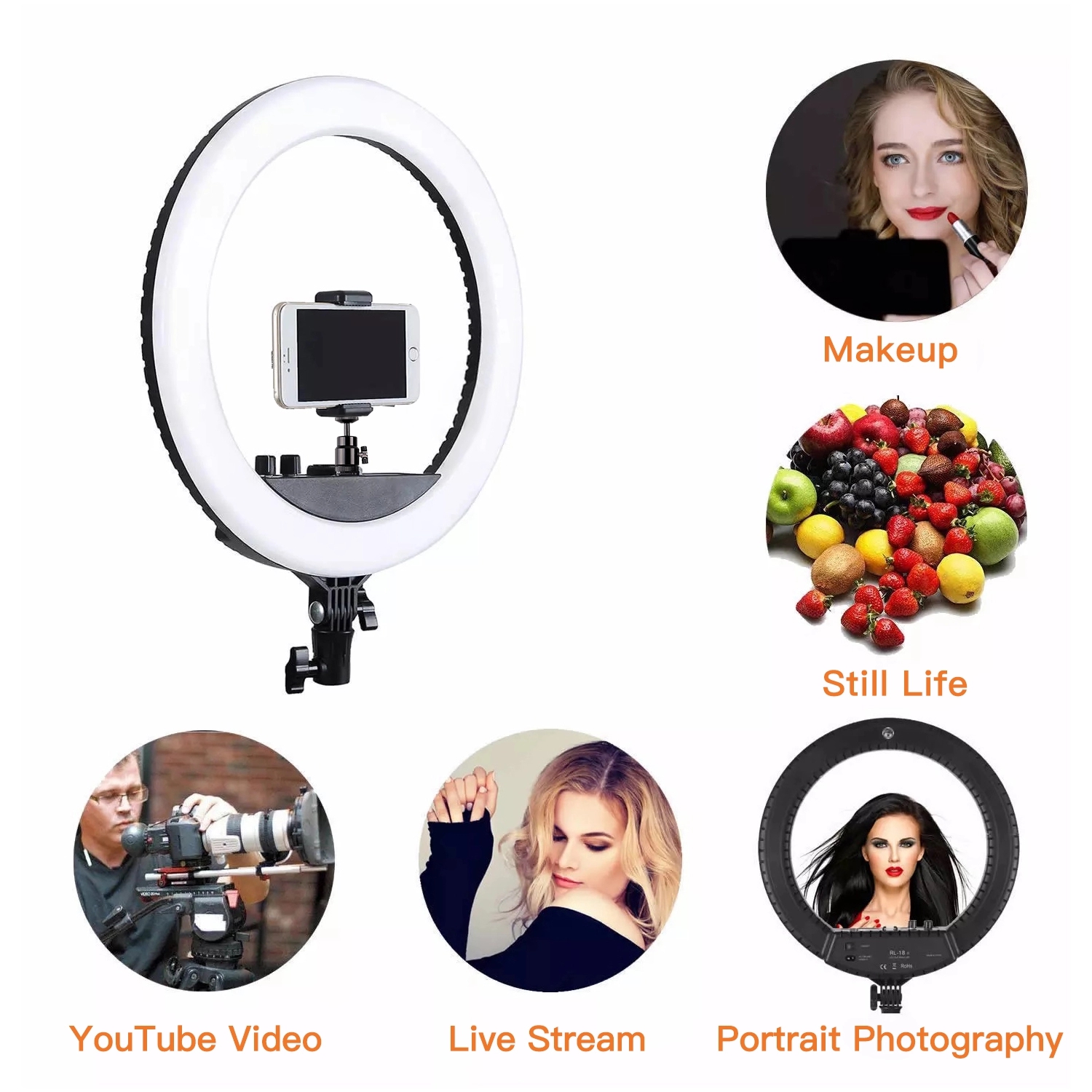 Kingshowstar - Live Broadcast Led Photography Ring Light 5500k Selfie 10 Inch 18 Inch Ring Fill Light Led Ring Light Ungrouped 24