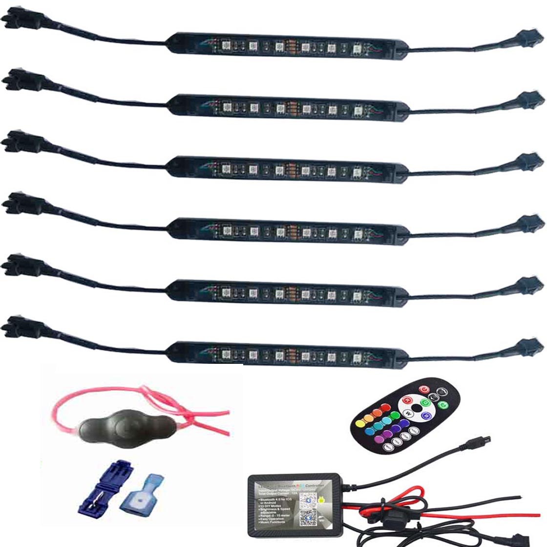 Full Color LED Car Interior Atmosphere RGB Phone App Music Control Strip Lights 10