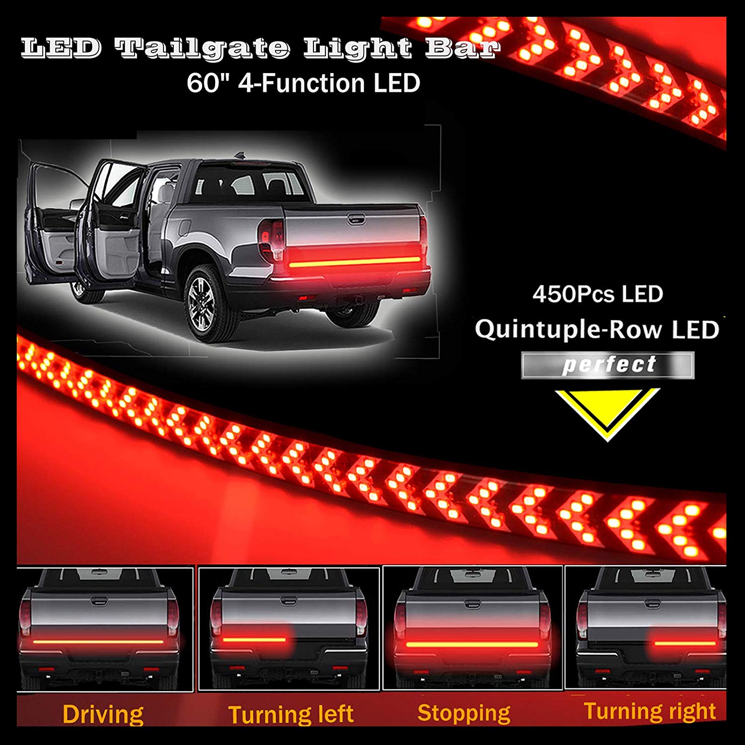 Kingshowstar - Universal 60 Red LED Scanning Tailgate Bar led auto tailgate light 8