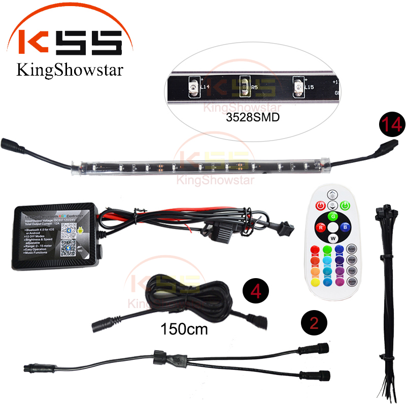 12V Led Motorcycle Light Kit Wireless Underbody Light Strip Remote Control Led Neon Light Strip Kit 13
