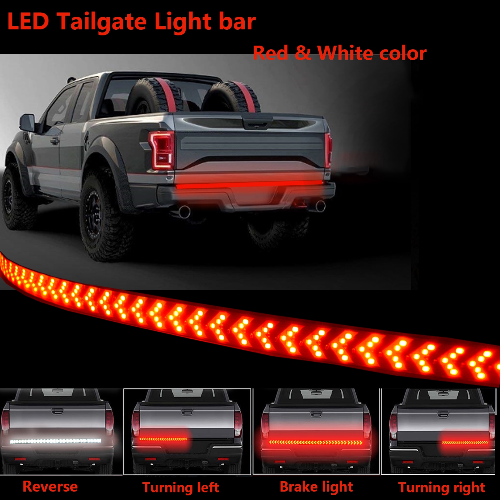 24 Inch Universal Tailgate LED Strip Bar Reverse Brake Light Car Running Indicator Pickup Truck LED Tailgate Light Bar 12