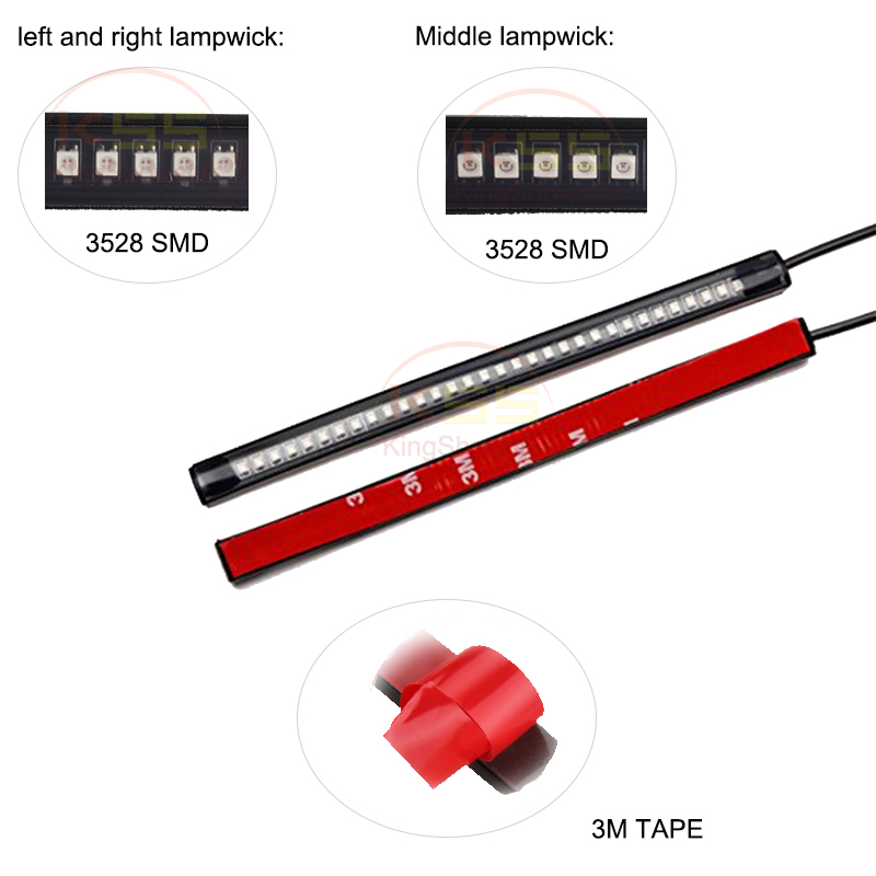 Hot Sale Projector LED Brake Light 12v DC Tail Lamp Strip Red Amber Turning Stop Light for Motorcycle 13