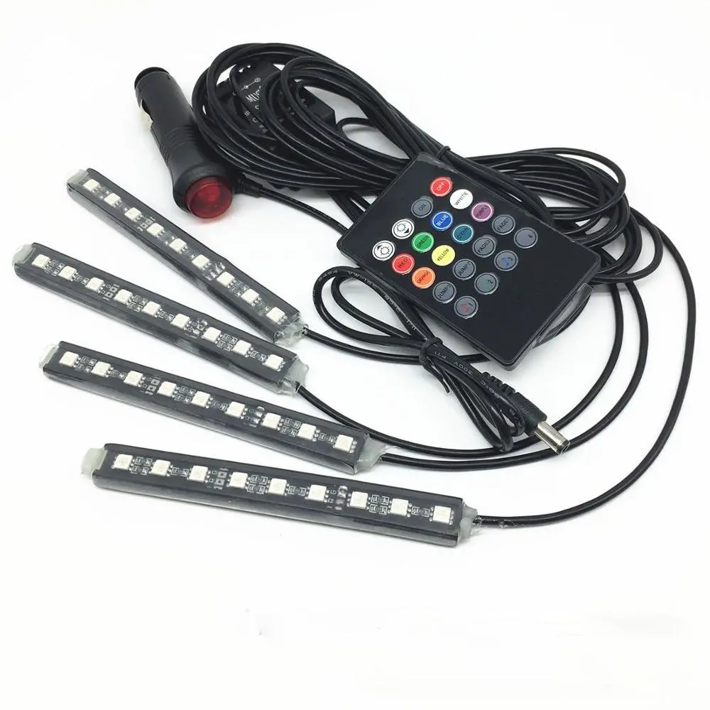 4in 1 RGB Car Interior Floor Decoration Atmosphere Colorful Neon Light Lamp 36 LED with Wireless Remote Control 1