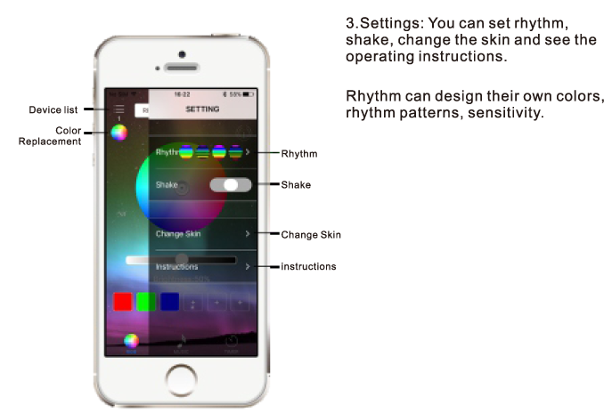 Kingshowstar - 4key Remote Blue-tooth Wireless Music Remote Smartphone Controller for led rock light RF controller 21