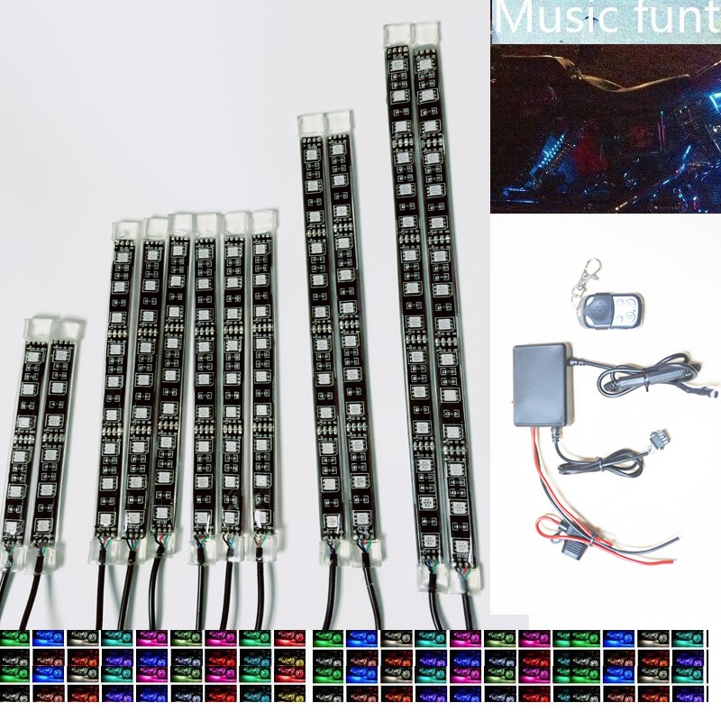 Kingshowstar - 12pc RGB LED Motorcycle Lighting Million Color Neon Glow Light Strips motorcycle accessories light kit LED Motorcycle Bicycle Light 8