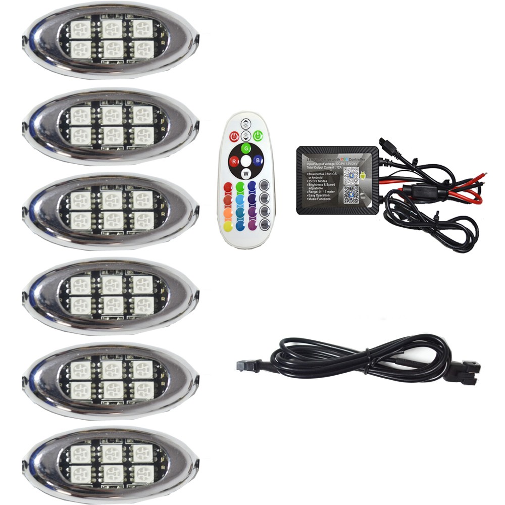 6pc MultiColor 5050 RGB SMD 36 Led Oval Pod Benelli Motorcycle Led Lighting Kit 13