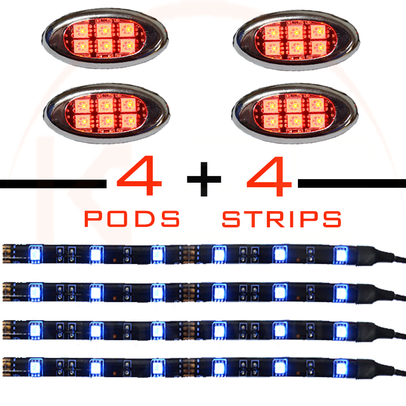 Kingshowstar - High Performance Led Motorcycle Driving Waterproof RGB LED Strip Light Kit LED Motorcycle Bicycle Light 16