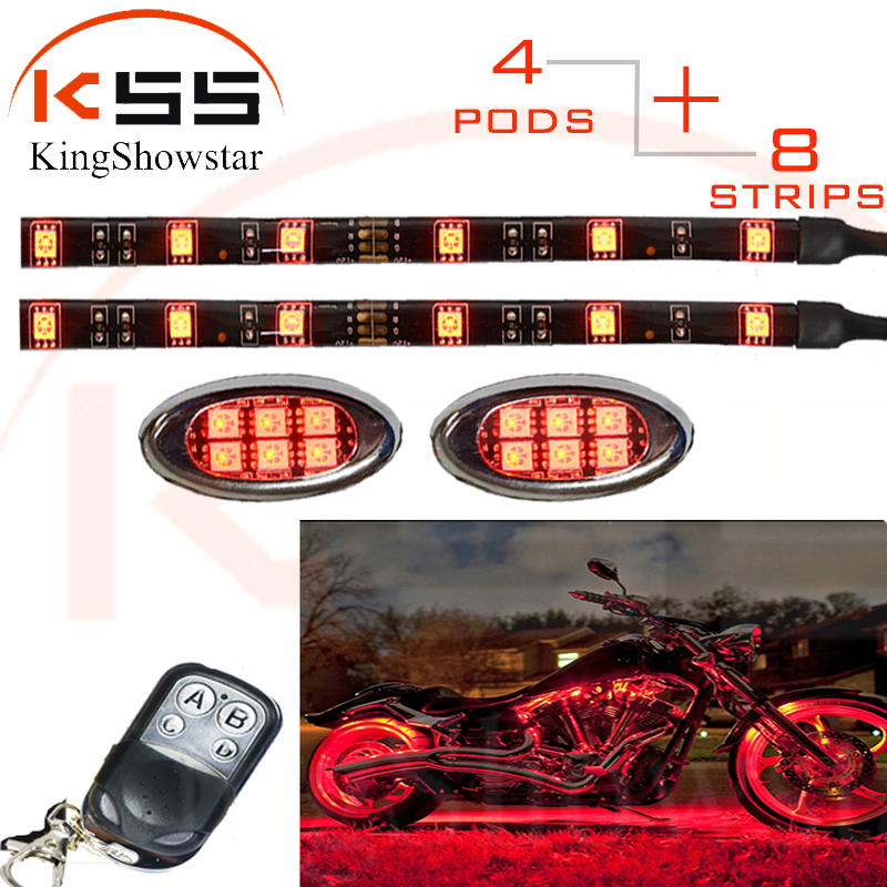 Kingshowstar - High Performance Led Motorcycle Driving Waterproof RGB LED Strip Light Kit LED Motorcycle Bicycle Light 14