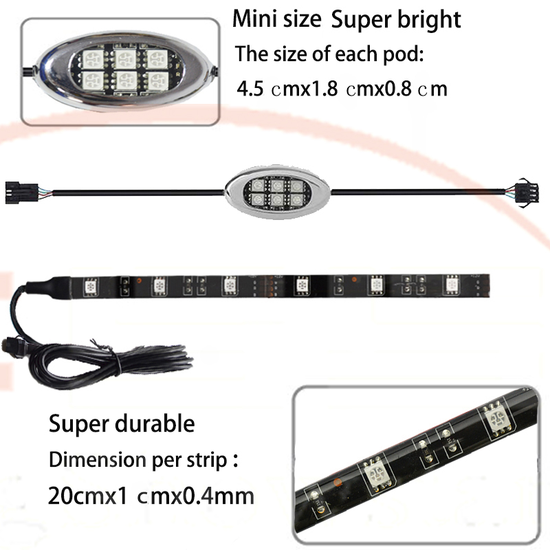 Kingshowstar - High Performance Led Motorcycle Driving Waterproof RGB LED Strip Light Kit LED Motorcycle Bicycle Light 10