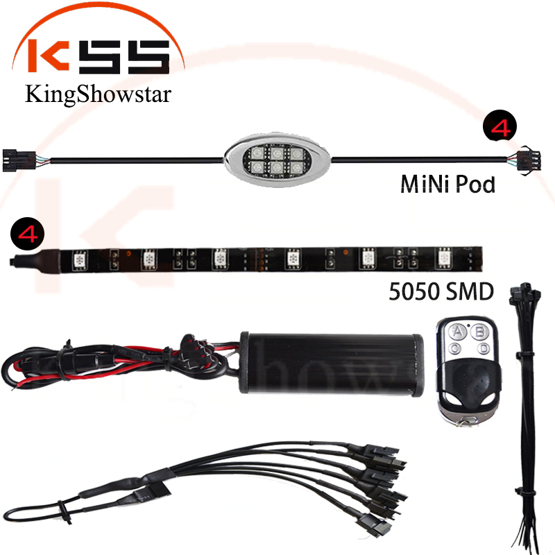 Kingshowstar - High Performance Led Motorcycle Driving Waterproof RGB LED Strip Light Kit LED Motorcycle Bicycle Light 8
