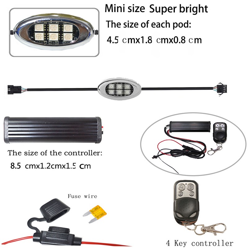 Kingshowstar - Super Bright RGB LED Pod Light For ALL Motorcycle SUV Pod Rock LED Lightings LED Motorcycle Tail Light 23