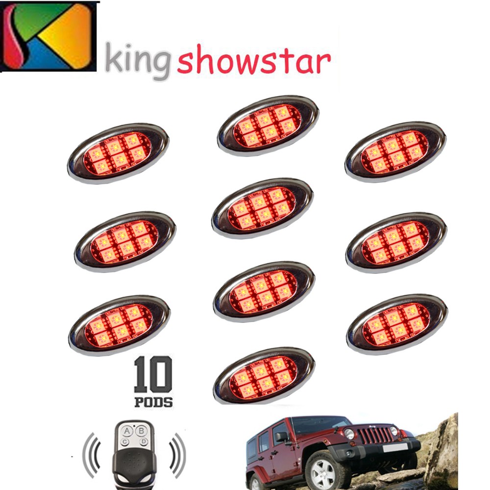 Kingshowstar - 10pc 4x4 Snowmobile Rock Crawling Under Body Glow LED Lighting Kit LED Motorcycle Single Color 8