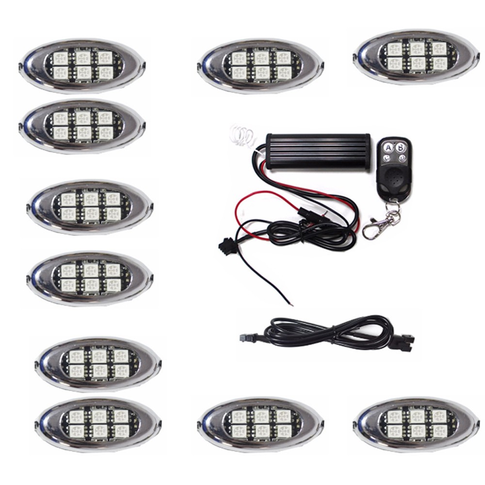 Kingshowstar - 10pc 4x4 Snowmobile Rock Crawling Under Body Glow LED Lighting Kit LED Motorcycle Single Color 10